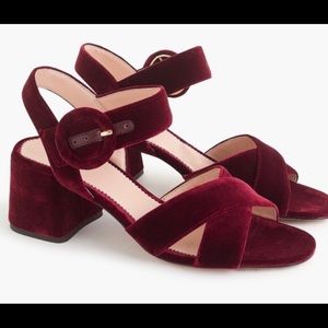 J Crew Burgundy Velvet Penny Heels